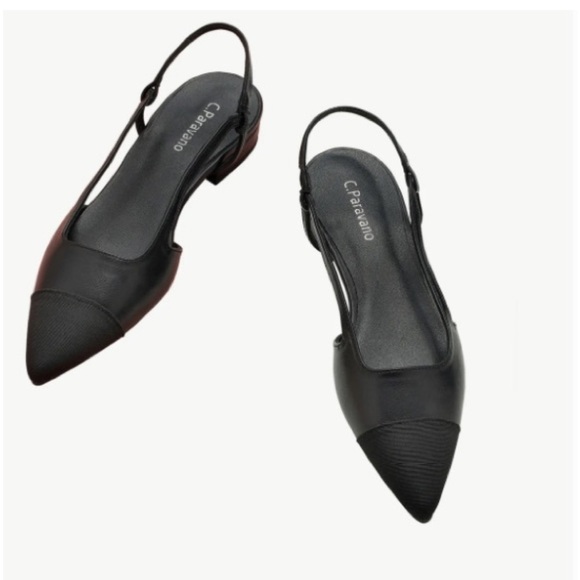 C. Paravano Black Slingback Flats - Picture 2 of 9